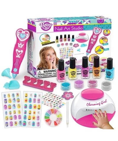 Kids Nail Polish Set for Girls Nail Art Kits with Nail Dryer & Glitter Nail Pen Quick Dry & Peel Off & Non-Toxic Nail Polish ...