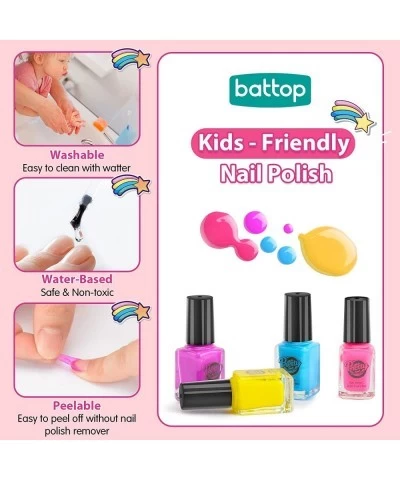 Kids Nail Polish Set for Girls Nail Art Kits with Nail Dryer & Glitter Nail Pen Quick Dry & Peel Off & Non-Toxic Nail Polish ...