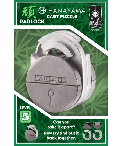 Padlock Hanayama Cast Metal Brain Teaser Puzzle (Level 5) Puzzles For Kids & Adults Ages 12 & Up Green $17.00 Brain Teaser Pu...