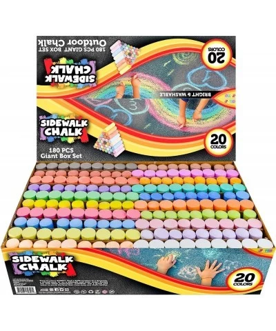 180 PCS Washable Sidewalk Chalks Set in 20 Colors Non-Toxic Jumbo Chalk for Outdoor Art Play Painting on Chalkboard Blackboar...