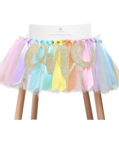 Pastel Rainbow High Chair Banner for 1st Birthday - Party Supplies for Highchair Tutu Skirt First Birthday with One Pennant R...