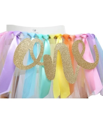 Pastel Rainbow High Chair Banner for 1st Birthday - Party Supplies for Highchair Tutu Skirt First Birthday with One Pennant R...