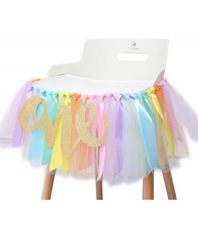 Pastel Rainbow High Chair Banner for 1st Birthday - Party Supplies for Highchair Tutu Skirt First Birthday with One Pennant R...