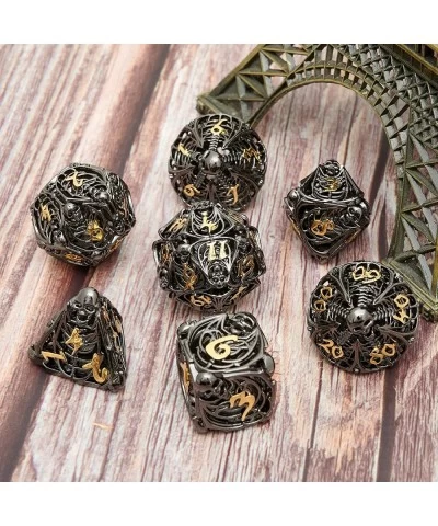 Metal Dice Set Hollow Polyhedral Skull Metal Dice Suitable 7Pcs Set for Dungeons and Dragons RPG MTG Table Games D&D Pathfind...