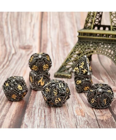 Metal Dice Set Hollow Polyhedral Skull Metal Dice Suitable 7Pcs Set for Dungeons and Dragons RPG MTG Table Games D&D Pathfind...