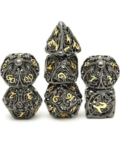 Metal Dice Set Hollow Polyhedral Skull Metal Dice Suitable 7Pcs Set for Dungeons and Dragons RPG MTG Table Games D&D Pathfind...