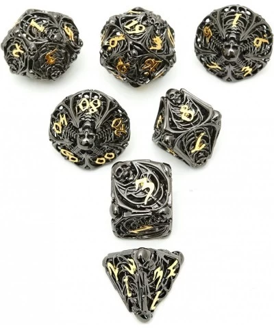 Metal Dice Set Hollow Polyhedral Skull Metal Dice Suitable 7Pcs Set for Dungeons and Dragons RPG MTG Table Games D&D Pathfind...