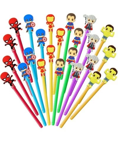 24PCs Superhero Party Favors Themed Pens Black Gel Ink Pens Cute Kawaii Gifts for Kids Superhero Themed Party Supplies Pinata...