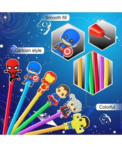 24PCs Superhero Party Favors Themed Pens Black Gel Ink Pens Cute Kawaii Gifts for Kids Superhero Themed Party Supplies Pinata...