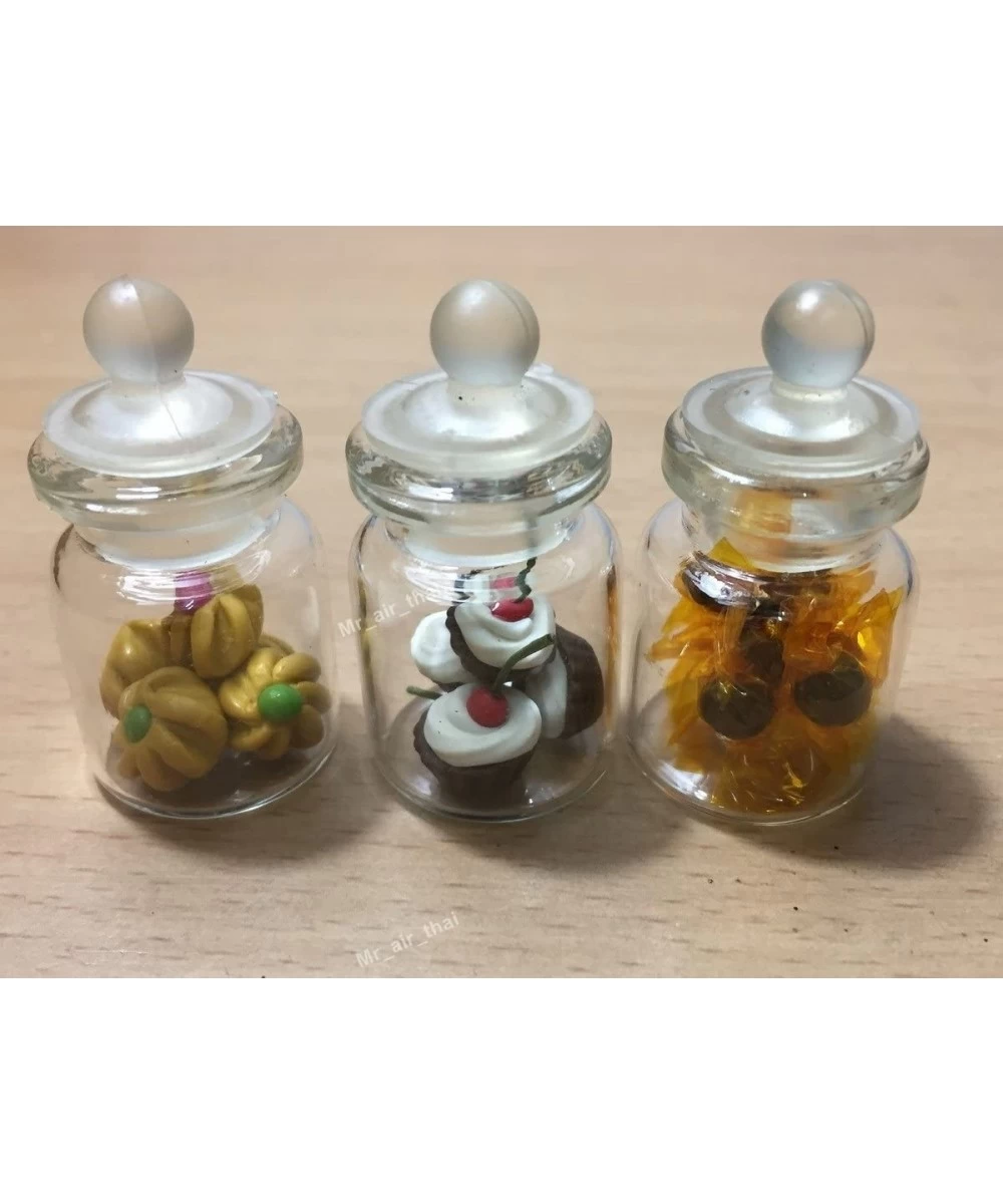 3pc Miniature Cookie Cake Food Candy Dollhouse Cake in Clear Glass Mini Bottle Fruit Mix Lemon MF008 $17.89 Dollhouse Accesso...