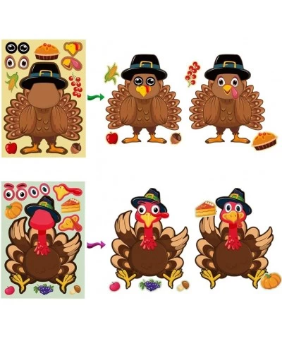 24 Sheets Thanksgiving Turkey Stickers Happy Thanksgiving Party Games Stickers for Kids Make-a-face Turkey Stickers for Thank...