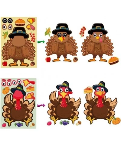 24 Sheets Thanksgiving Turkey Stickers Happy Thanksgiving Party Games Stickers for Kids Make-a-face Turkey Stickers for Thank...