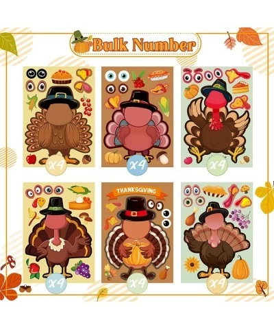 24 Sheets Thanksgiving Turkey Stickers Happy Thanksgiving Party Games Stickers for Kids Make-a-face Turkey Stickers for Thank...