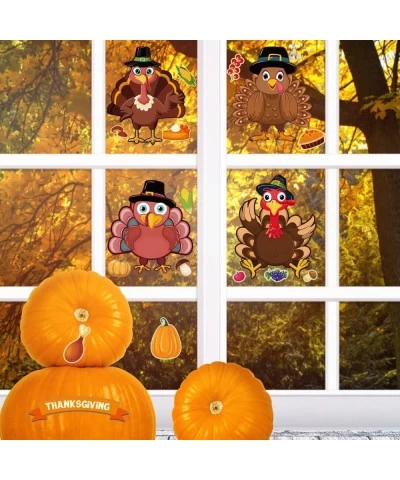 24 Sheets Thanksgiving Turkey Stickers Happy Thanksgiving Party Games Stickers for Kids Make-a-face Turkey Stickers for Thank...