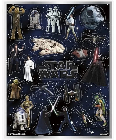 Star Wars Classic Birthday Party Supplies Pack For 16 Guests With Plates Napkins Table Cover 152 Stickers and an Exclusive Po...