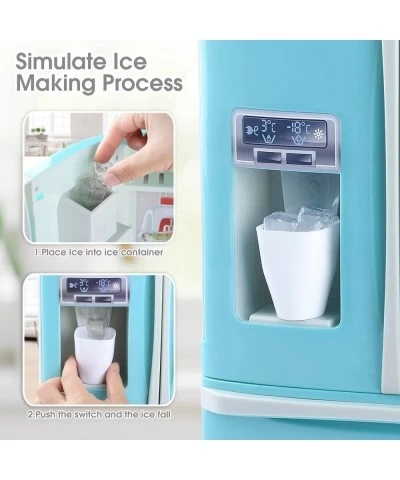 Toy Refrigerator Fridge with Ice Dispenser for Kids Kitchen Appliances Toys Kids Kitchen Accessories Set Pretend Kitchen Play...