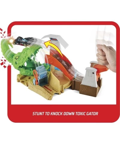 Toxic Gator Attack Playset with 1 Car Adjustable Launcher with Multiple Attack Options Connects to Other Sets Gift for Kids 4...