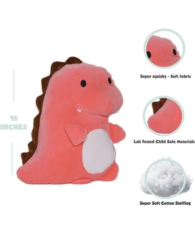 Pink Dino Pillow Plush – 16 Inches Stuffed Pink Dino Plushie Stuffed Animal - Hug and Cuddle with Soft Fabric and Stuffing - ...