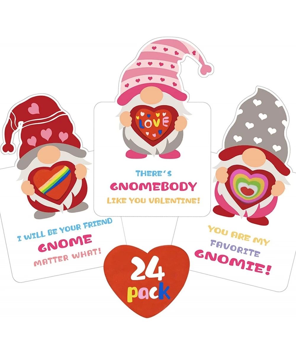 Valentines Day Cards for Kids - Valentines Day Gifts for Kids - Gnomes Heart Erasers Valentine Card 24 Pack - Valentine's Day...