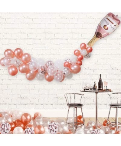 Champagne Bottle Balloon Kit 40" Champagne Wine Bottle Rose Gold Balloon and 70PCS Balloons Garland Arch Kit Rose Gold Confet...