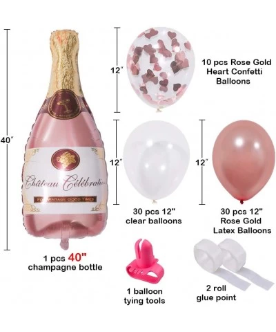 Champagne Bottle Balloon Kit 40" Champagne Wine Bottle Rose Gold Balloon and 70PCS Balloons Garland Arch Kit Rose Gold Confet...