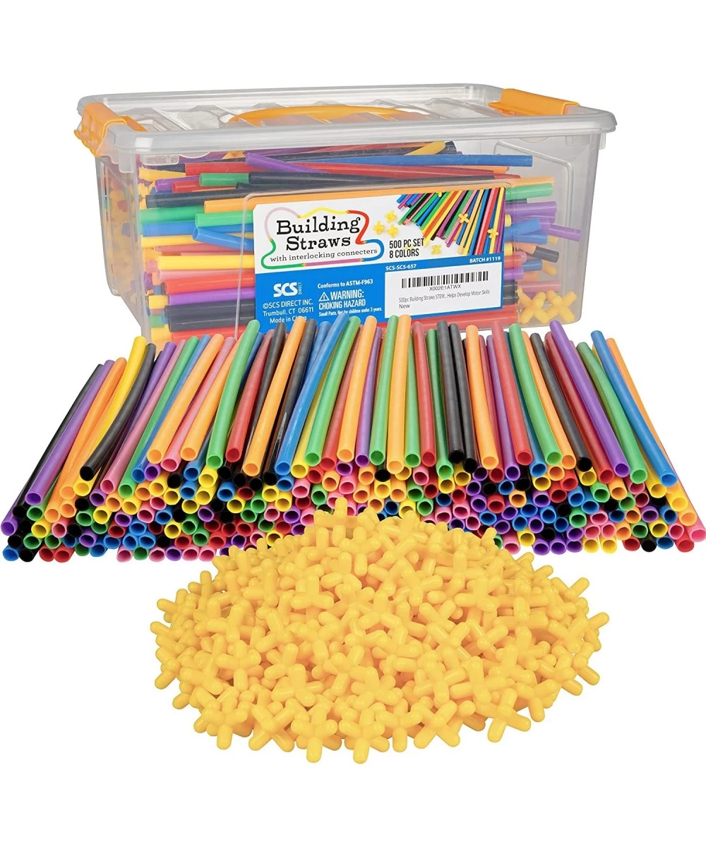 500pc Building Straws & Connectors Set for Kids - Includes 7 Plus Interlocking Connectors - Nostalgic Educational Constructio...