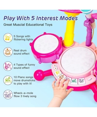 Kids Drum Set for Toddlers 1-3 Musical Baby Girl Toys 6 to 12 Months Educational Instruments Toys for 1 2 3 4 Year Old Girl M...