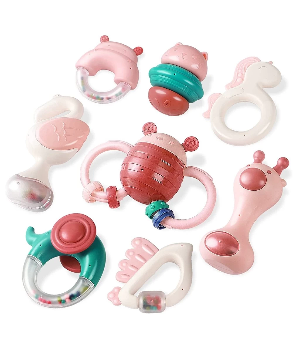 8PCS Baby Rattles Toys Set Infant Grab N Shake Teething Toys Hand Bells and Spin Rattle Musical Toy Playset Sensory Early Dev...