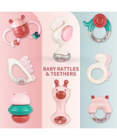 8PCS Baby Rattles Toys Set Infant Grab N Shake Teething Toys Hand Bells and Spin Rattle Musical Toy Playset Sensory Early Dev...