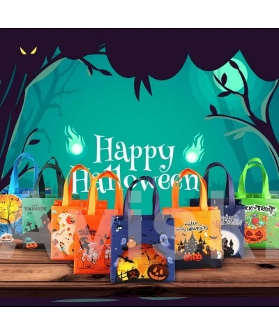 8PCS Halloween Trick or Treat Bags Small Halloween Tote Bags with Handles Gift Bags Multifunctional Non-Woven Halloween Bags ...