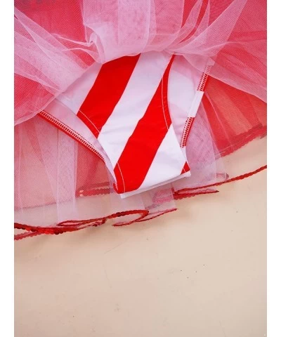 Girls Christmas Miss Candy Cane Dance Costume Metallic Striped Tank Leotard Tutu Skirted Dress $19.46 Kids' Costumes