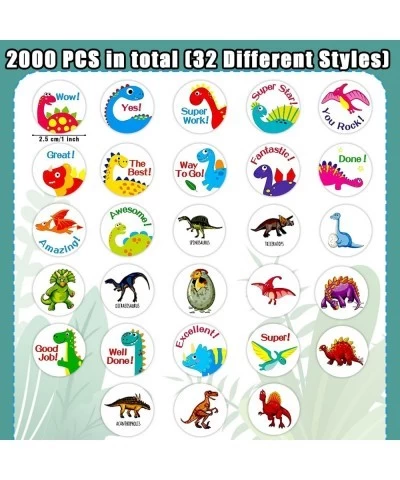 2000 PCS Dinosaur Stickers for Kids Fun Dinosaur Sticker Roll for Boys Party Favors Decorations Cute Dino Gifts and Prizes fo...