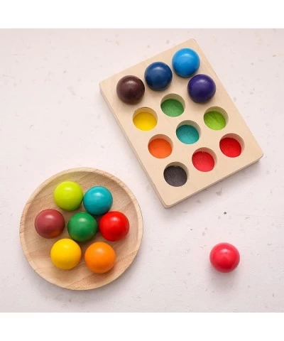 Wooden Color Sorting Balls Game Peg Board Rainbow Color Matching Toys 12 Pcs Activities Balls Montessori Toys for Toddlers $3...