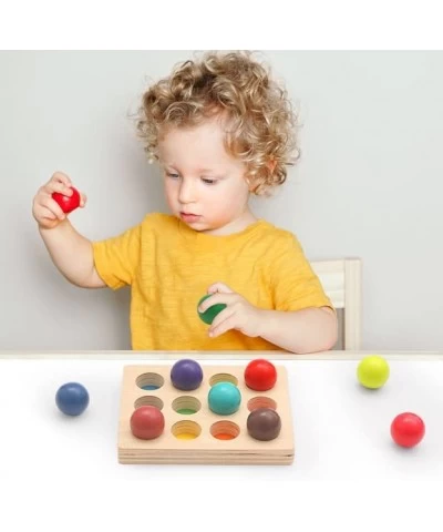 Wooden Color Sorting Balls Game Peg Board Rainbow Color Matching Toys 12 Pcs Activities Balls Montessori Toys for Toddlers $3...