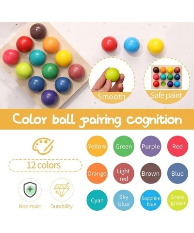 Wooden Color Sorting Balls Game Peg Board Rainbow Color Matching Toys 12 Pcs Activities Balls Montessori Toys for Toddlers $3...