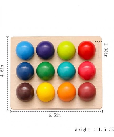 Wooden Color Sorting Balls Game Peg Board Rainbow Color Matching Toys 12 Pcs Activities Balls Montessori Toys for Toddlers $3...