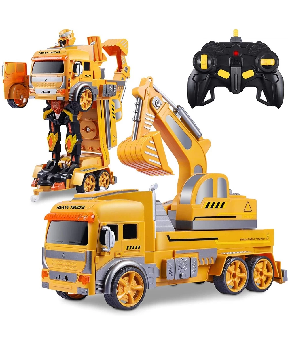 Remote Control Car Transform Robot RC Car for Kids Excavator Robot with One-Button Deformation Engineering Vehicle Digger Toy...