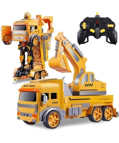 Remote Control Car Transform Robot RC Car for Kids Excavator Robot with One-Button Deformation Engineering Vehicle Digger Toy...