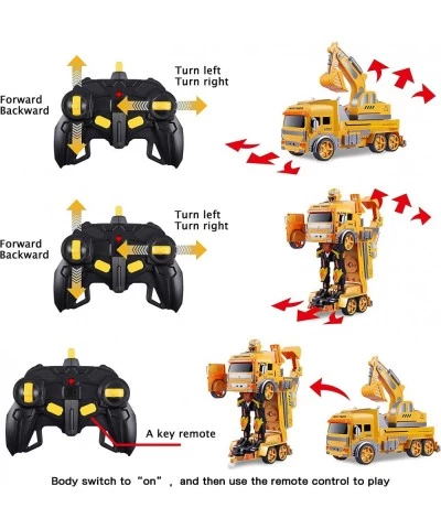 Remote Control Car Transform Robot RC Car for Kids Excavator Robot with One-Button Deformation Engineering Vehicle Digger Toy...