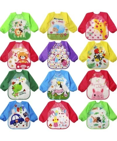 12 Packs Art Smock Painting Apron Waterproof Toddler Paint Smock with Long Sleeve Washable Bib for Baby Toddler Arts and Craf...