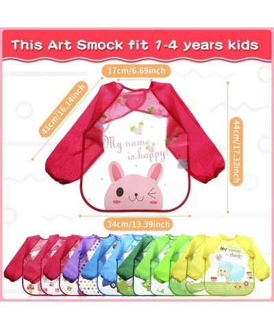 12 Packs Art Smock Painting Apron Waterproof Toddler Paint Smock with Long Sleeve Washable Bib for Baby Toddler Arts and Craf...