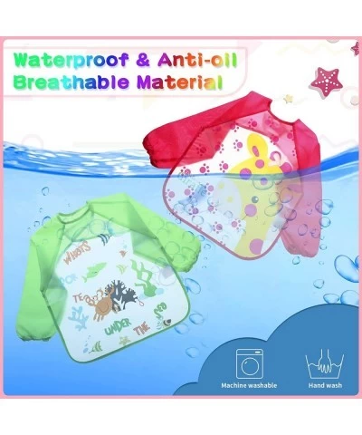 12 Packs Art Smock Painting Apron Waterproof Toddler Paint Smock with Long Sleeve Washable Bib for Baby Toddler Arts and Craf...