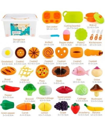 Kitchen Toys Cutting Toys Pretend Vegetables Fruits Play Food Educational Toys for Girls Boys Kids with Storage Case (40PCS) ...