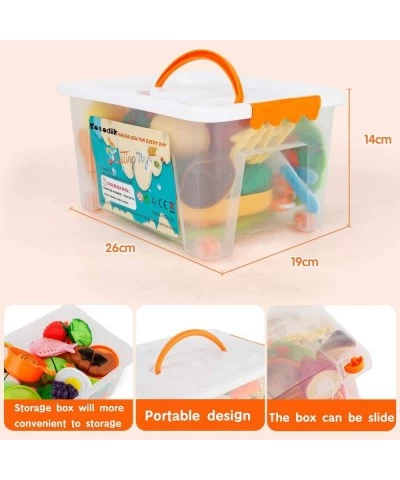 Kitchen Toys Cutting Toys Pretend Vegetables Fruits Play Food Educational Toys for Girls Boys Kids with Storage Case (40PCS) ...