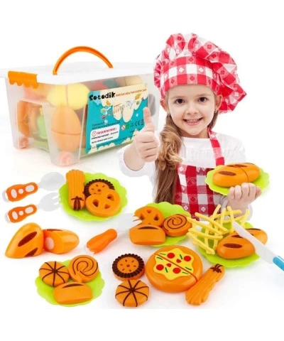 Kitchen Toys Cutting Toys Pretend Vegetables Fruits Play Food Educational Toys for Girls Boys Kids with Storage Case (40PCS) ...