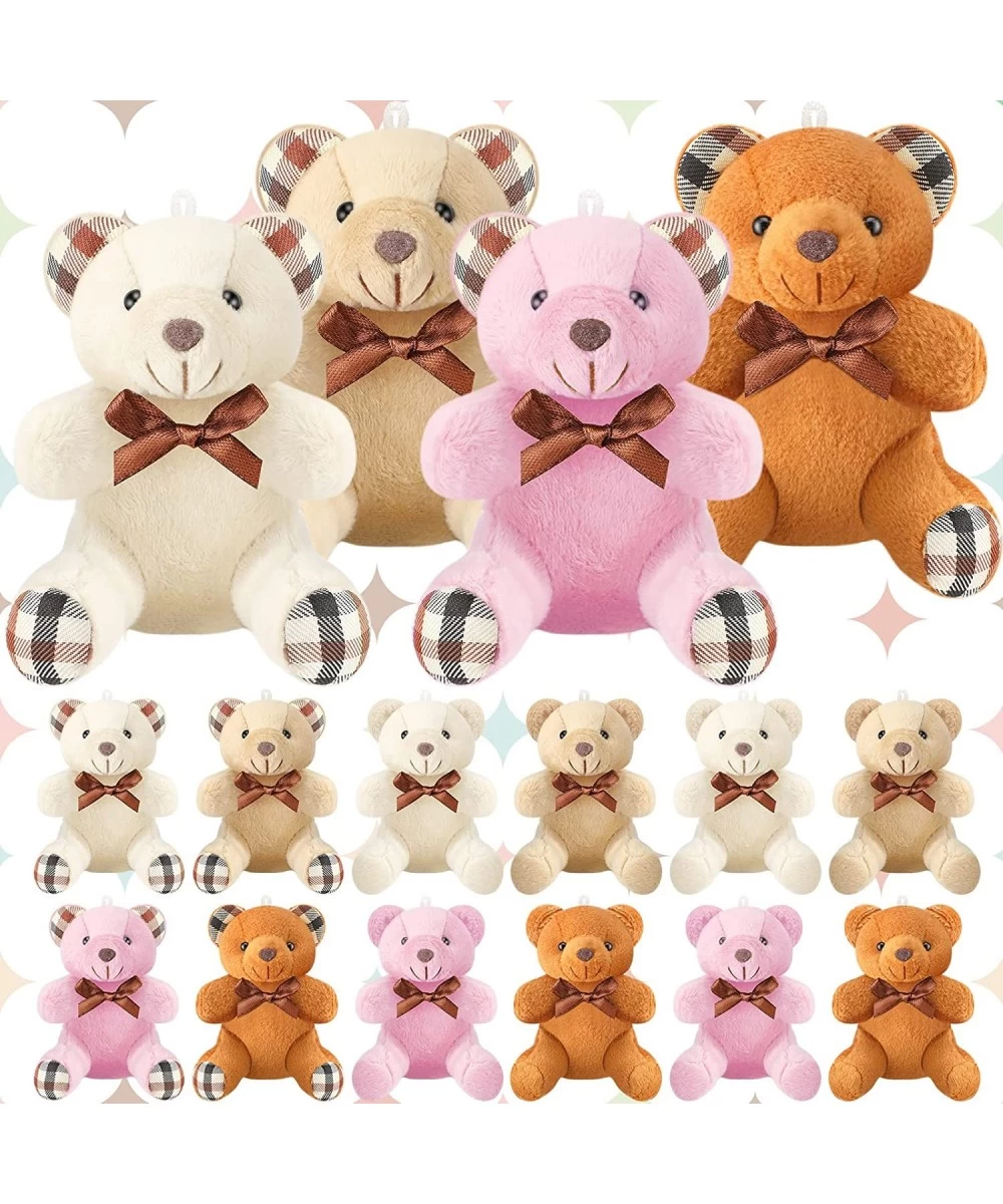 16 Pcs Mini Bear Stuffed Animal 4 Inch Bear Bulk Small Bear Mini Joint Bear Soft Tiny Bear Doll for DIY Keychain Party Favor ...