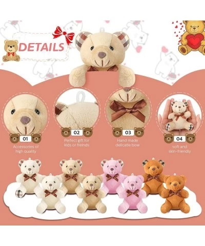 16 Pcs Mini Bear Stuffed Animal 4 Inch Bear Bulk Small Bear Mini Joint Bear Soft Tiny Bear Doll for DIY Keychain Party Favor ...