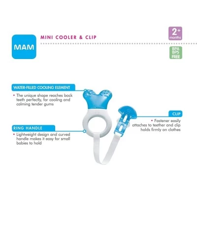 Mini Cooler Teether with Clip Baby Teether Cooling Mechanism Soothes Sore Gums Relieves Teething Symptoms in Babies 2+ Months...