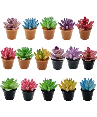 Dollhouse Plant Miniature 16 PCS Artificial Plant Tiny Bonsai Model Mini Flowerpot Fake Succulent Doll House for Garden Dollh...