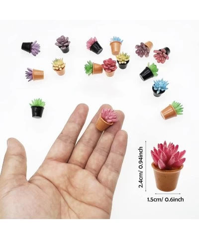 Dollhouse Plant Miniature 16 PCS Artificial Plant Tiny Bonsai Model Mini Flowerpot Fake Succulent Doll House for Garden Dollh...